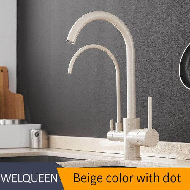 Pull Out Kitchen Faucets With Water Filter Tap Three Ways Brass Sink Mixer Kitchen Faucet Dual Handles - Image 8