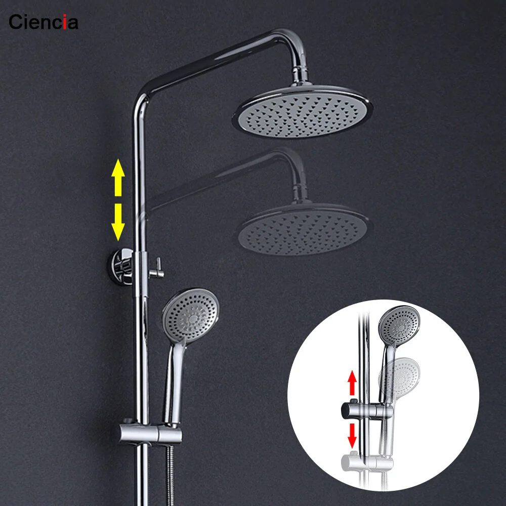 Round Single Handle Mixer Tap With Top Spray Hand Shower Rain Shower Faucets Set Wall Mount Bathroom Shower Set - Image 3