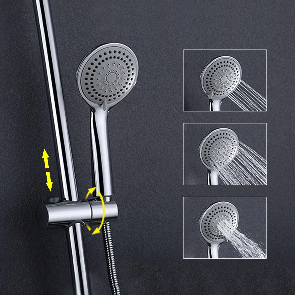 Round Single Handle Mixer Tap With Top Spray Hand Shower Rain Shower Faucets Set Wall Mount Bathroom Shower Set - Image 4