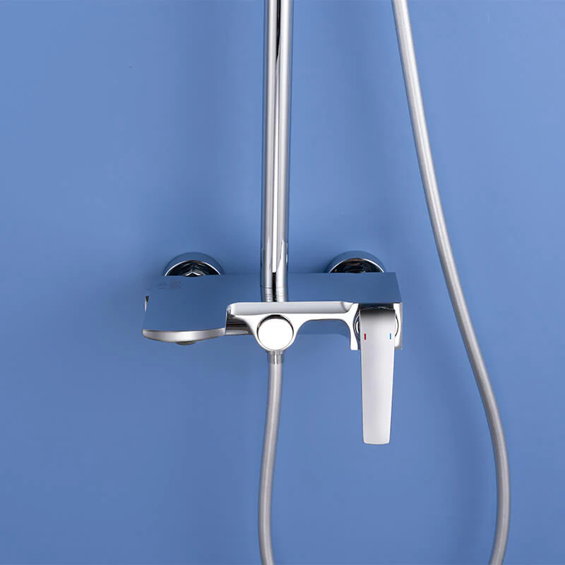 Round Style Shower Faucet In Wall 8" Brass Rainfall Bath Shower Set Chrome Bathroom Shower Column Set - Image 11