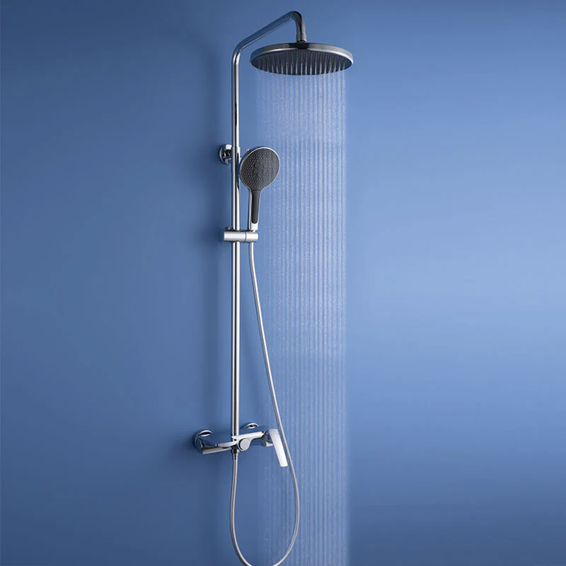 Round Style Shower Faucet In Wall 8" Brass Rainfall Bath Shower Set Chrome Bathroom Shower Column Set - Image 3