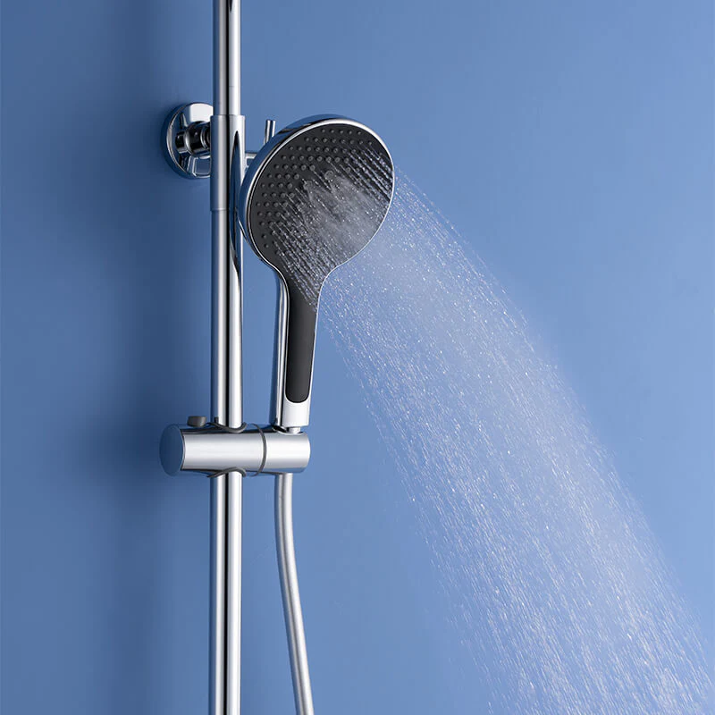 Round Style Shower Faucet In Wall 8" Brass Rainfall Bath Shower Set Chrome Bathroom Shower Column Set - Image 7
