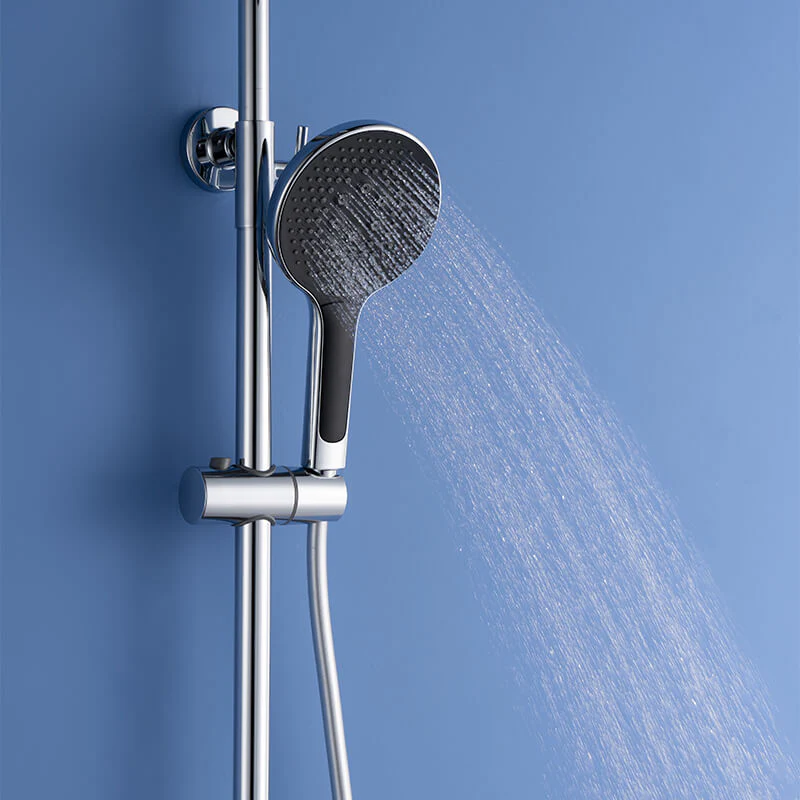 Round Style Shower Faucet In Wall 8" Brass Rainfall Bath Shower Set Chrome Bathroom Shower Column Set - Image 8