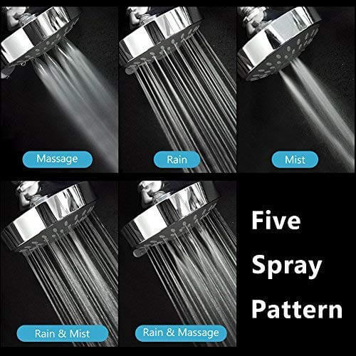 Shower Head | High Pressure 4 Inch Shower Head | 5-setting Adjustable Shower Head | Rain Shower Head Bathroom Powerful Shower Head Water Saving - Image 4