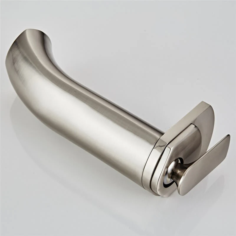 Single Handle Basin Faucet | Brass Waterfall Tall Body Basin Mixer | Brush Nickel Single Handle Single Hole Bathroom Sink Faucet - Image 3