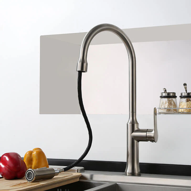 Single Handle Kitchen Faucet | Stainless Steel Pull Down Kitchen Sink Faucet | Spray Kitchen Faucet With Flexible Hose - Image 4