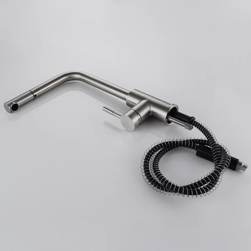 Single Handle Pull-Out Kitchen Faucet | Single Level Stainless Steel Kitchen Sink Faucets with Pull Down Sprayer - Image 3