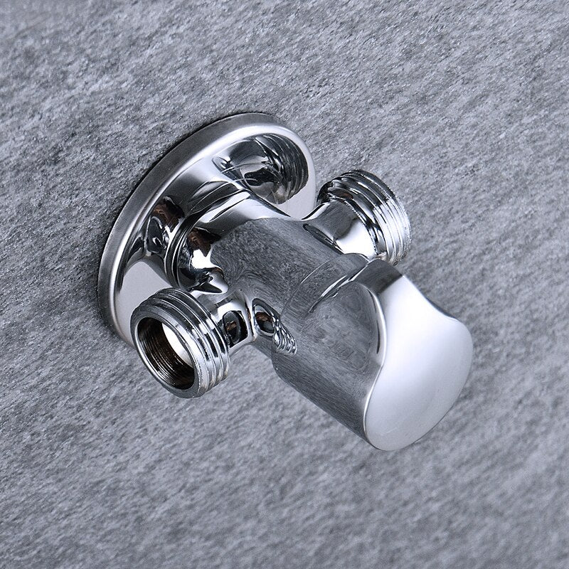 Solid Brass 1 In 2 Out High Quality Triangle Valve Wall Mount Bathroom Toilet Faucet Angle Switch G1/2" Male Thread Stop Valve - Image 3