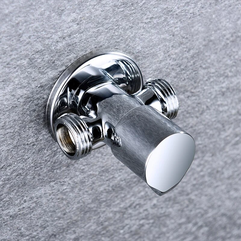 Solid Brass 1 In 2 Out High Quality Triangle Valve Wall Mount Bathroom Toilet Faucet Angle Switch G1/2" Male Thread Stop Valve - Image 4