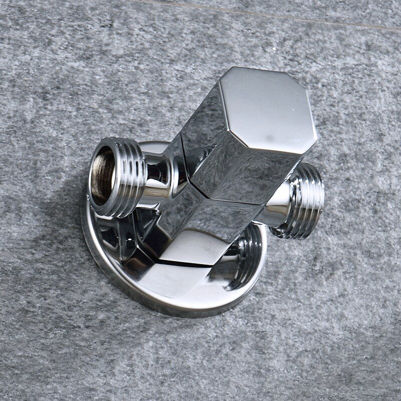 Solid Brass 1 In 2 Out High Quality Triangle Valve Wall Mount Bathroom Toilet Faucet Angle Switch G1/2" Male Thread Stop Valve - Image 5