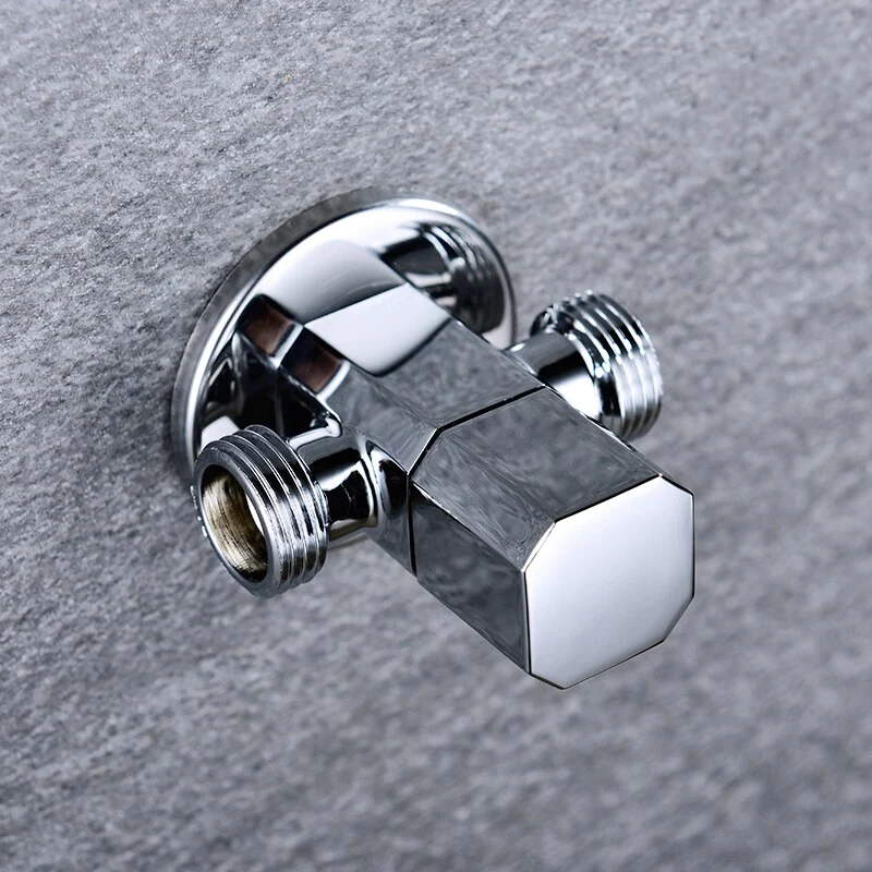 Solid Brass 1 In 2 Out High Quality Triangle Valve Wall Mount Bathroom Toilet Faucet Angle Switch G1/2" Male Thread Stop Valve - Image 6
