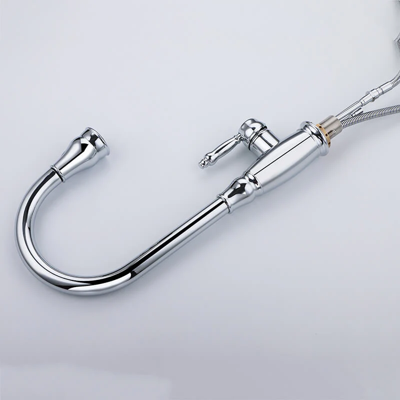 Brass Single Handle Pull Out Kitchen Faucet Multi-Function Sprayer Head 360 Degree Swivel Kitchen Sink Faucet - Image 12