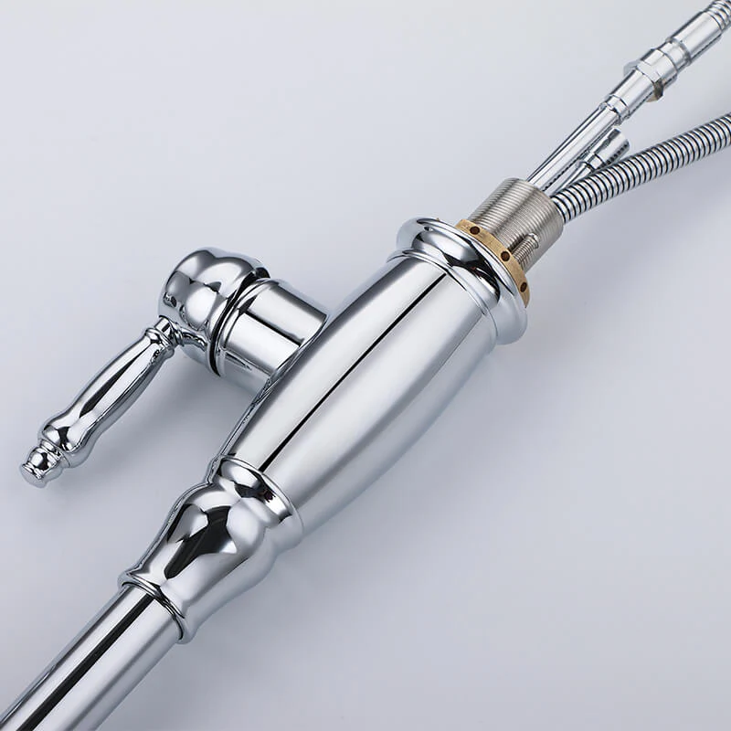 Brass Single Handle Pull Out Kitchen Faucet Multi-Function Sprayer Head 360 Degree Swivel Kitchen Sink Faucet - Image 13