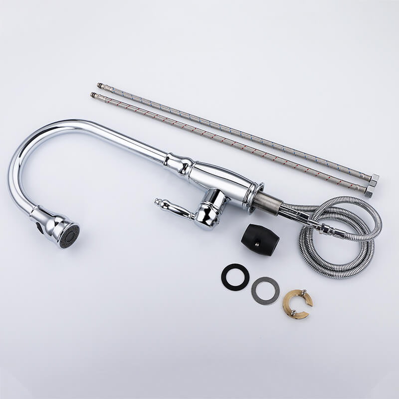 Brass Single Handle Pull Out Kitchen Faucet Multi-Function Sprayer Head 360 Degree Swivel Kitchen Sink Faucet - Image 14
