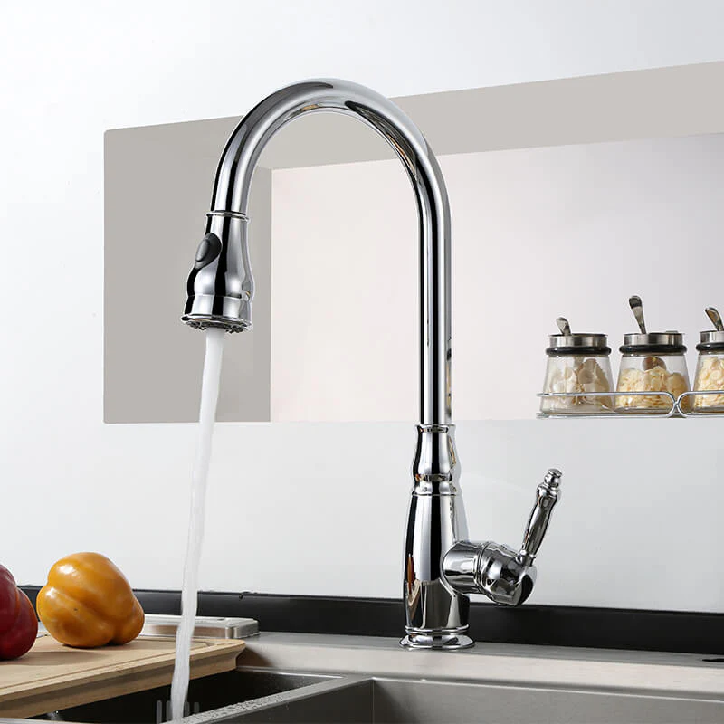 Brass Single Handle Pull Out Kitchen Faucet Multi-Function Sprayer Head 360 Degree Swivel Kitchen Sink Faucet - Image 3