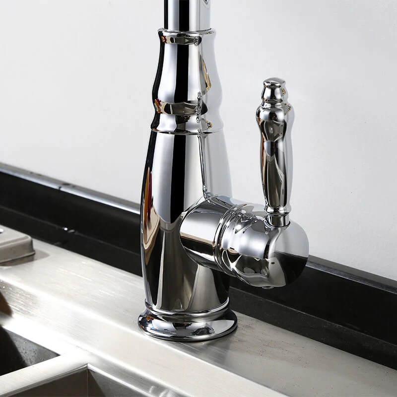 Brass Single Handle Pull Out Kitchen Faucet Multi-Function Sprayer Head 360 Degree Swivel Kitchen Sink Faucet - Image 5