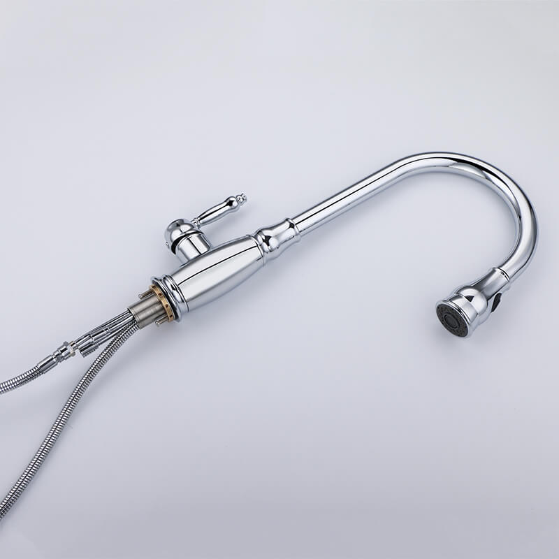 Brass Single Handle Pull Out Kitchen Faucet Multi-Function Sprayer Head 360 Degree Swivel Kitchen Sink Faucet - Image 8