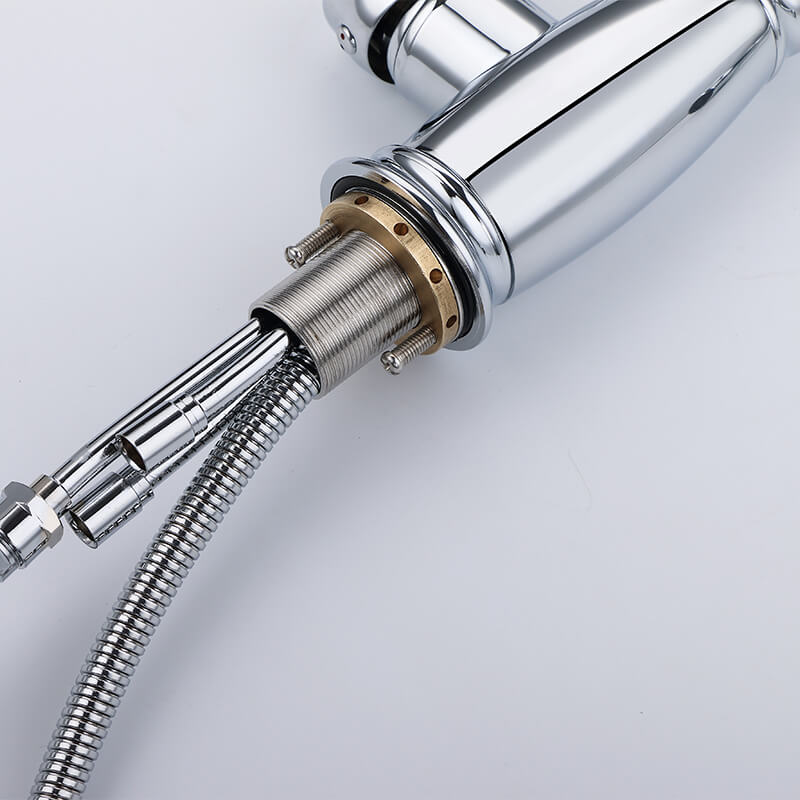 Brass Single Handle Pull Out Kitchen Faucet Multi-Function Sprayer Head 360 Degree Swivel Kitchen Sink Faucet - Image 9