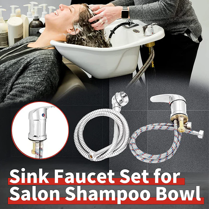 Spa Beauty Salon Shampoo Bowl Sink Hair Salon Bath Accessories Bathroom Hot Cold Faucet Spray Hose Replacement Set - Image 3