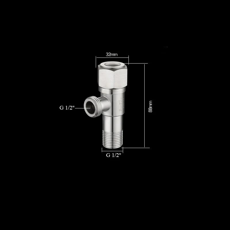 Stainless Steel Angle Valve G1/2 Thread Triangle Valve Hot and Cold Water Valve Bathroom Connector for Toilet Basin Water Heater - Image 4