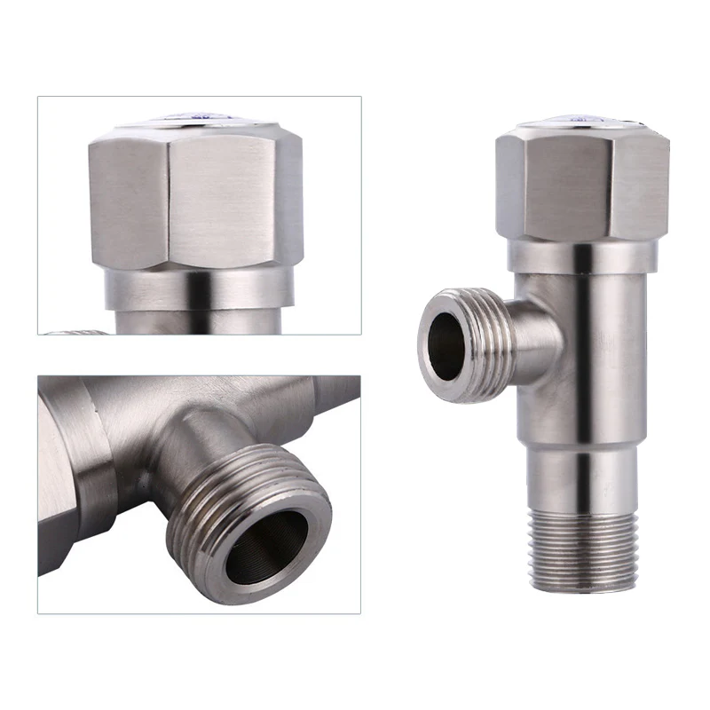 Stainless Steel Angle Valve G1/2 Thread Triangle Valve Hot and Cold Water Valve Bathroom Connector for Toilet Basin Water Heater - Image 8