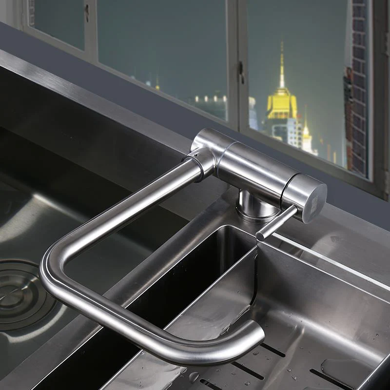 Stainless Steel Kitchen Faucet Lead-free Folding Mixer 360 Degree Swivel Single Handle Nickel Kitchen Sink Taps - Image 3