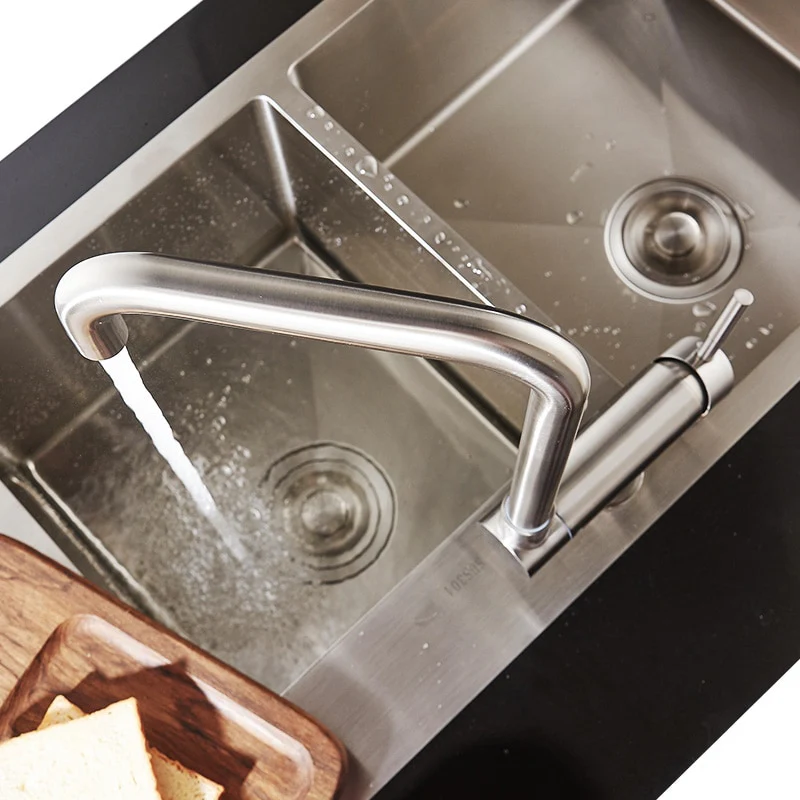 Stainless Steel Kitchen Faucet Lead-free Folding Mixer 360 Degree Swivel Single Handle Nickel Kitchen Sink Taps - Image 4