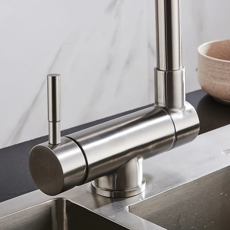 Stainless Steel Kitchen Faucet Lead-free Folding Mixer 360 Degree Swivel Single Handle Nickel Kitchen Sink Taps - Image 5