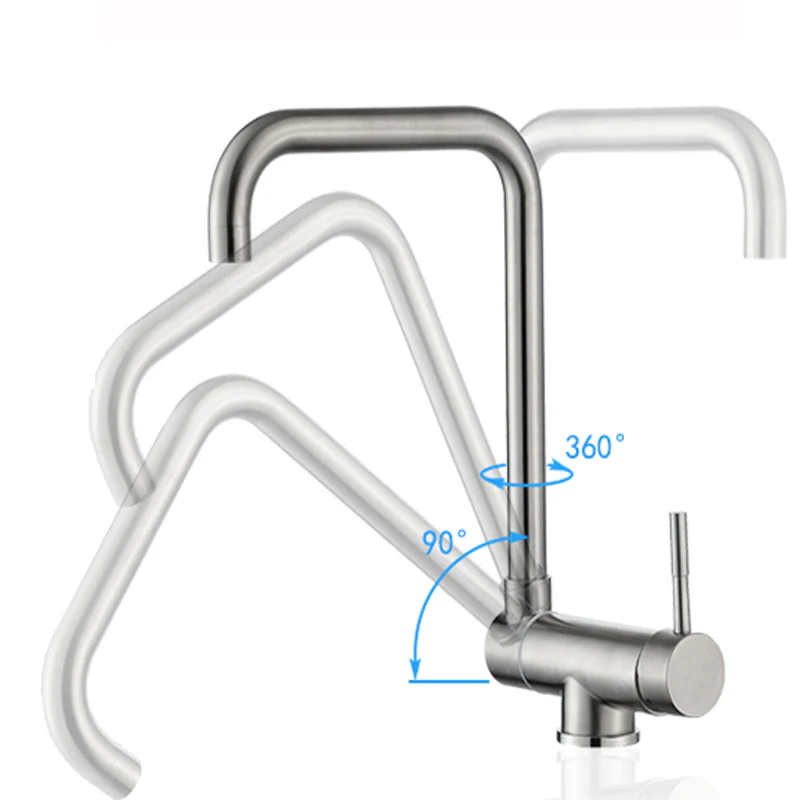 Stainless Steel Kitchen Faucet Lead-free Folding Mixer 360 Degree Swivel Single Handle Nickel Kitchen Sink Taps - Image 8
