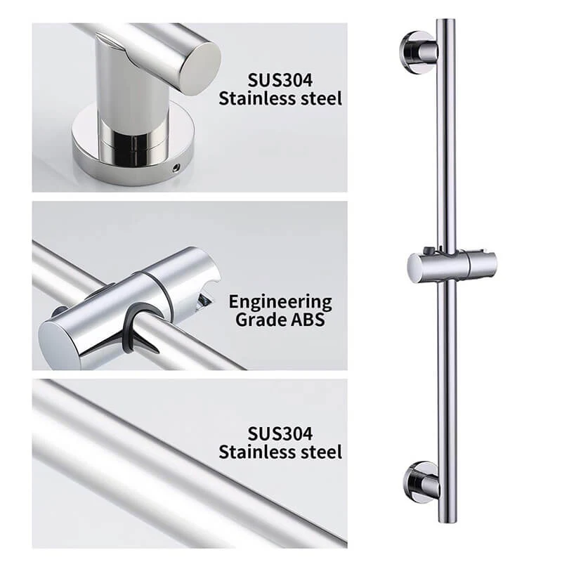 SUS304 Adjustable Shower Slide Bar Handheld Shower Rail Slide Bar Set Wall Mounted Round Style Shower Rail Set - Image 10