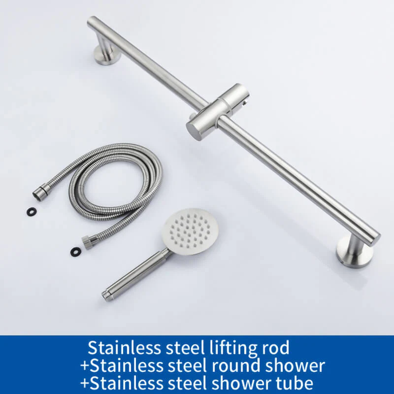 SUS304 Adjustable Shower Slide Bar Handheld Shower Rail Slide Bar Set Wall Mounted Round Style Shower Rail Set - Image 13