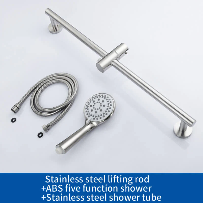 SUS304 Adjustable Shower Slide Bar Handheld Shower Rail Slide Bar Set Wall Mounted Round Style Shower Rail Set - Image 14
