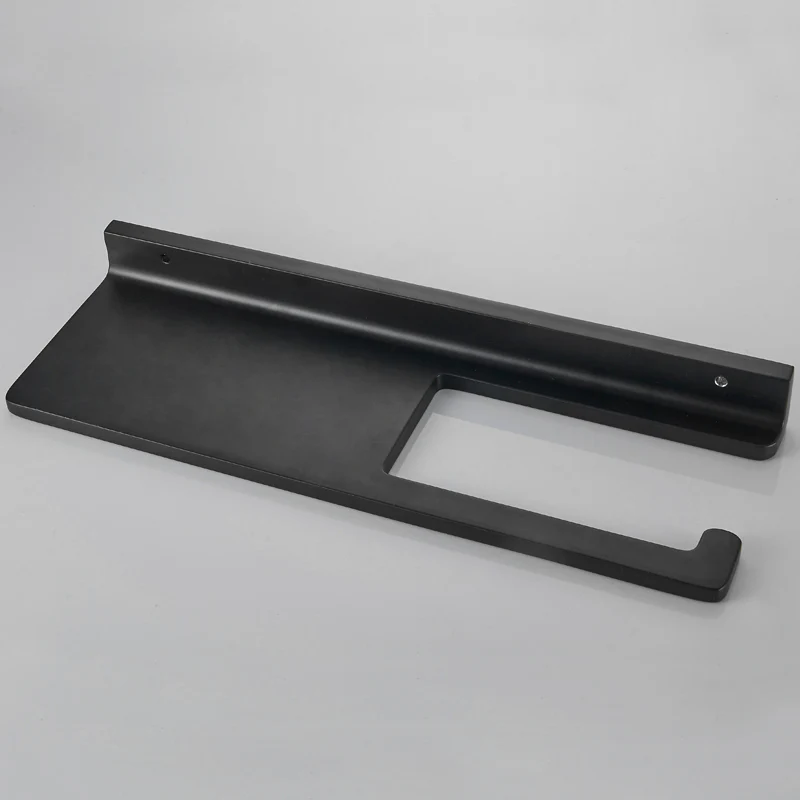 Toilet Paper Holder with Shelf | Black Aluminum Roll Paper Holder Creative Mobile Phone Rack | Wall Mount Bathroom Paper Towel Rack - Image 5