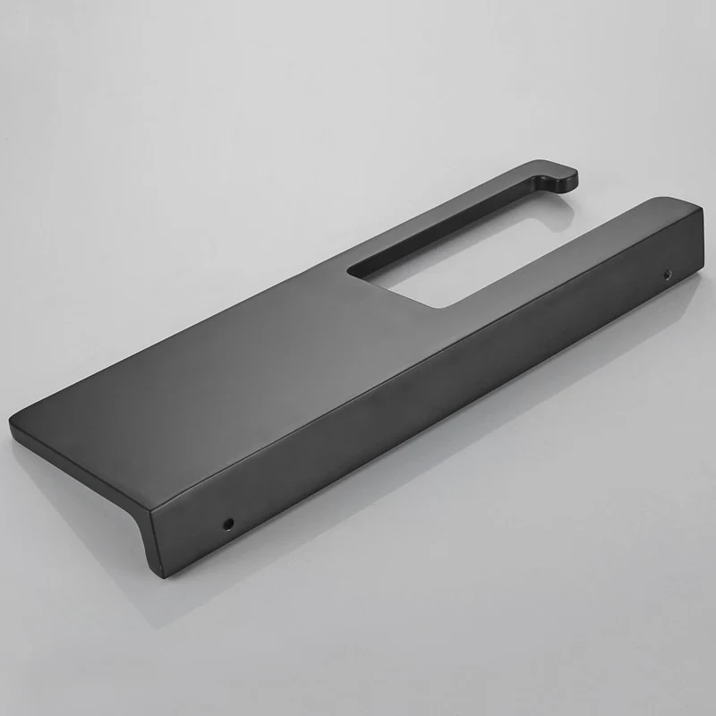 Toilet Paper Holder with Shelf | Black Aluminum Roll Paper Holder Creative Mobile Phone Rack | Wall Mount Bathroom Paper Towel Rack - Image 6