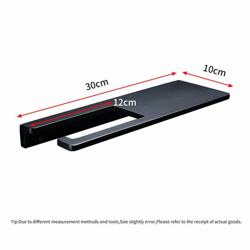 Toilet Paper Holder with Shelf | Black Aluminum Roll Paper Holder Creative Mobile Phone Rack | Wall Mount Bathroom Paper Towel Rack - Image 7