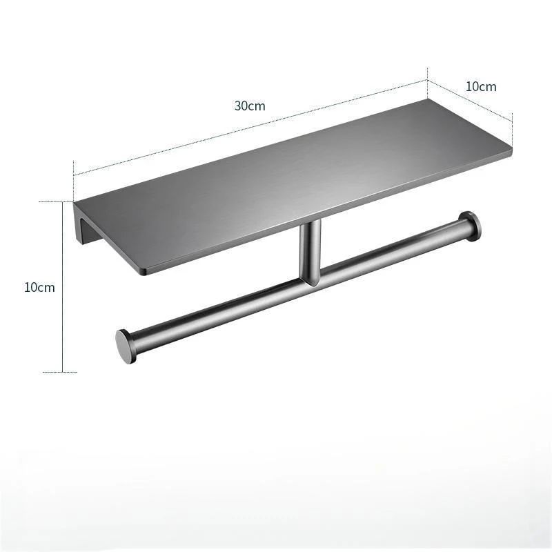 Toilet Paper Holder with Shelf | Black Aluminum Roll Paper Holder Creative Mobile Phone Rack | Wall Mount Bathroom Paper Towel Rack - Image 9