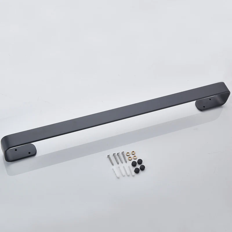 Towel Bar Black Space Aluminum Wall Mounted Single Washroom Towel Rack Hanging Holder Accessories Bathroom Towel Holder Square - Image 8