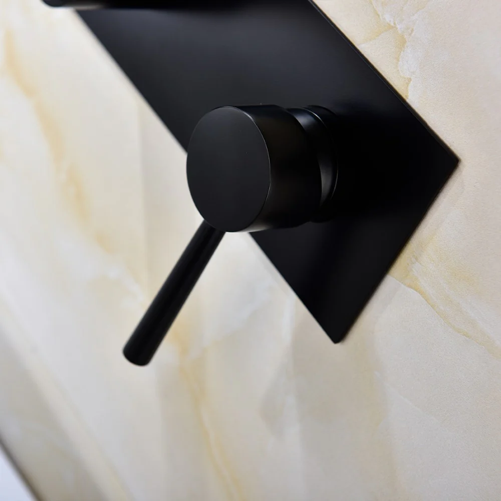 Wall Mount Bathroom Faucet Black Vessel Faucet 360 Degree Swivel Brass Basin Mixer Tap and Rough-in Valve Included - Image 4