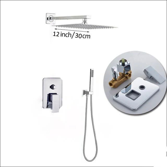 Wall Mount Rainfall Shower Faucet Set Chrome Bathroom Concealed Waterfall Shower System with Swivel tub Spout Mixer Tap - Image 20