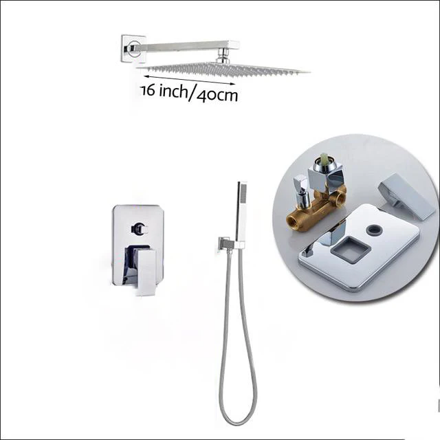 Wall Mount Rainfall Shower Faucet Set Chrome Bathroom Concealed Waterfall Shower System with Swivel tub Spout Mixer Tap - Image 23