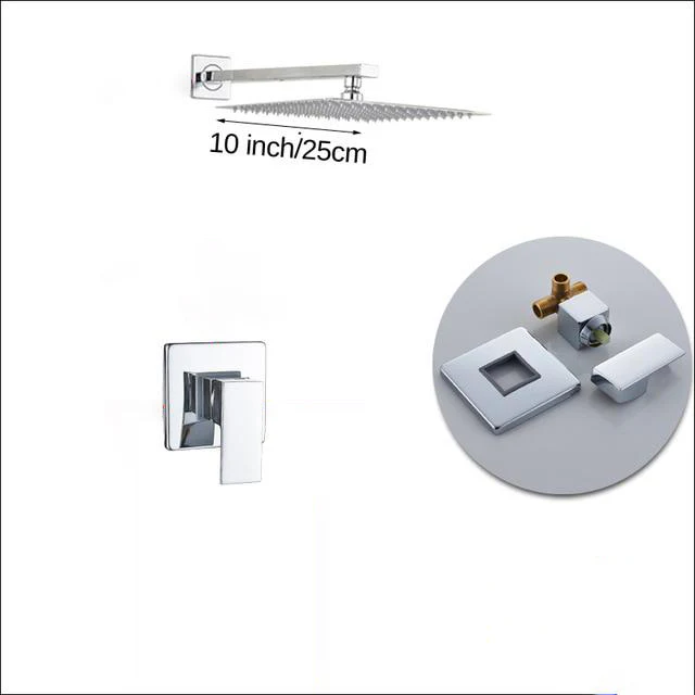 Wall Mount Rainfall Shower Faucet Set Chrome Bathroom Concealed Waterfall Shower System with Swivel tub Spout Mixer Tap - Image 28