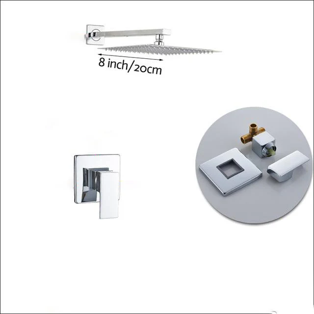Wall Mount Rainfall Shower Faucet Set Chrome Bathroom Concealed Waterfall Shower System with Swivel tub Spout Mixer Tap - Image 29