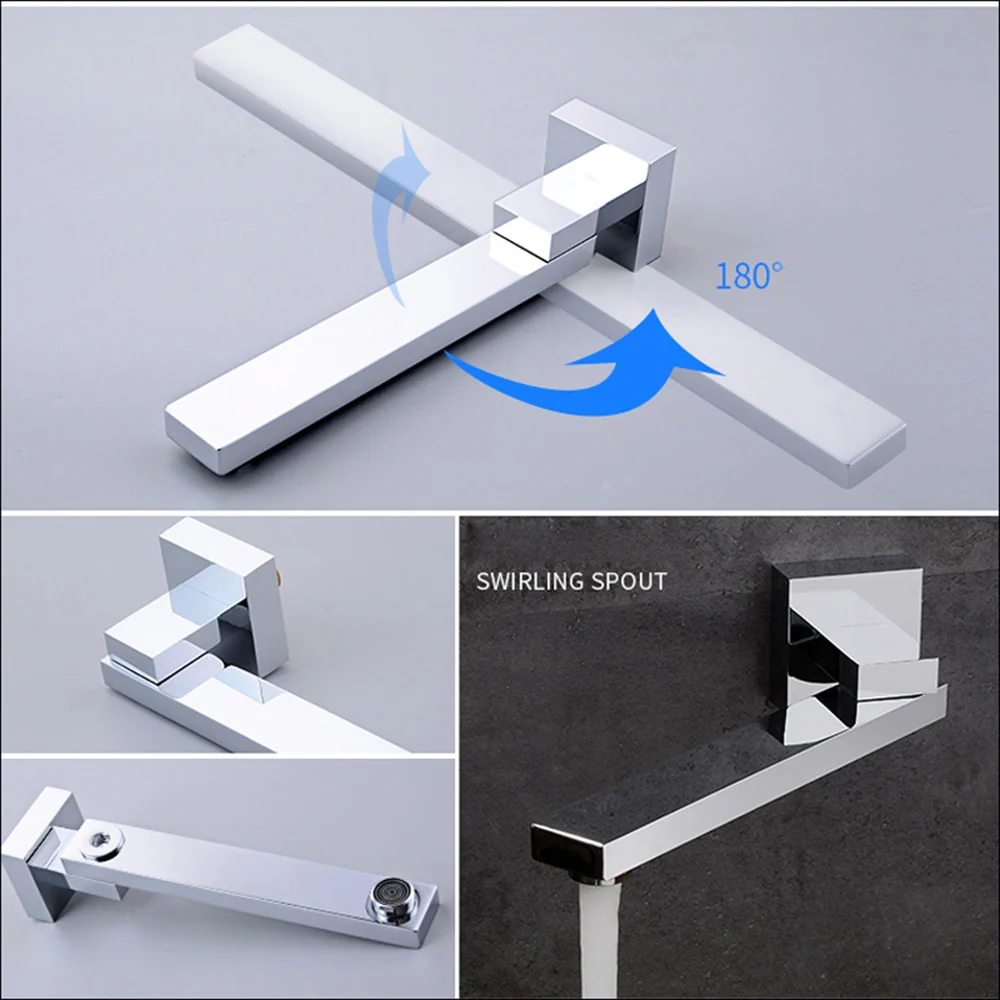 Wall Mount Rainfall Shower Faucet Set Chrome Bathroom Concealed Waterfall Shower System with Swivel tub Spout Mixer Tap - Image 3