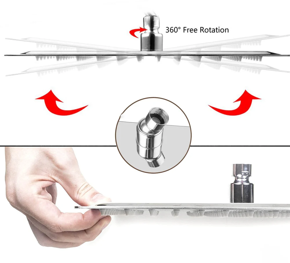 Wall Mount Rainfall Shower Faucet Set Chrome Bathroom Concealed Waterfall Shower System with Swivel tub Spout Mixer Tap - Image 7