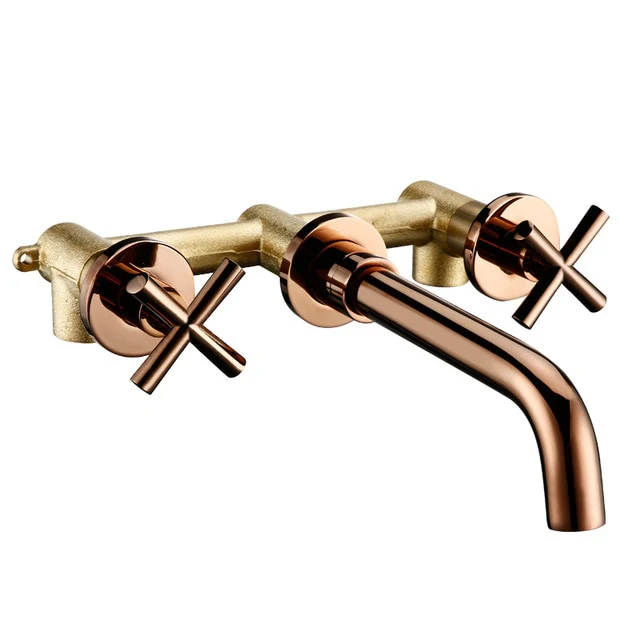 Wall-Mounted Bathroom Taps Top Fashion 3 Hole Sink Basin Mixer Tap Set Bathroom Spout Faucet With Double Lever - Image 11