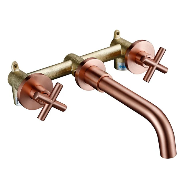 Wall-Mounted Bathroom Taps Top Fashion 3 Hole Sink Basin Mixer Tap Set Bathroom Spout Faucet With Double Lever - Image 12