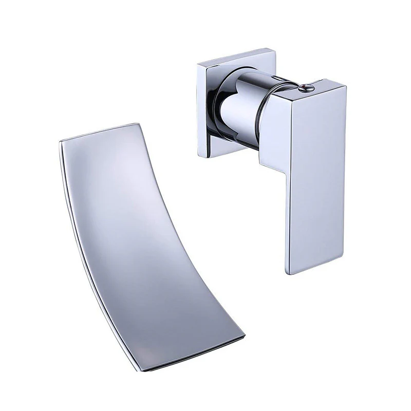 Wall Mounted Brass Waterfall Lavatory Sink Faucet Concealed Waterfall Basin Mixer Hot and Cold Tap - Image 6